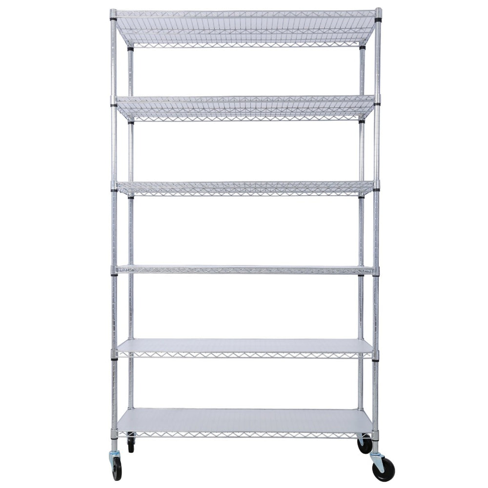 English Elm 6 Tier Nsf Chrome Steel Wire Shelving Unit Heavy Duty Adjustable Rack with Casters W465142123