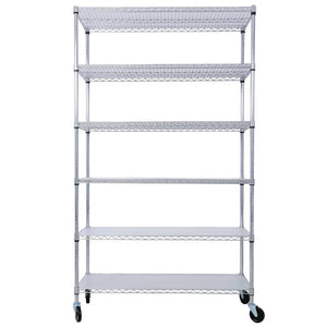 English Elm 6 Tier Nsf Chrome Steel Wire Shelving Unit Heavy Duty Adjustable Rack with Casters W465142123
