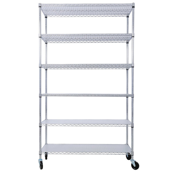 English Elm 6 Tier Nsf Chrome Steel Wire Shelving Unit Heavy Duty Adjustable Rack with Casters W465142123