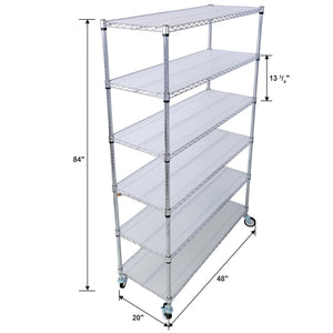 English Elm 6 Tier Nsf Chrome Steel Wire Shelving Unit Heavy Duty Adjustable Rack with Casters W465142123
