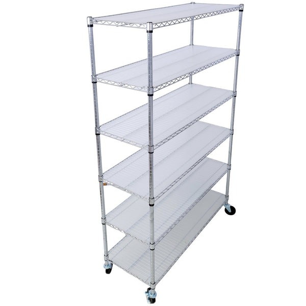 English Elm 6 Tier Nsf Chrome Steel Wire Shelving Unit Heavy Duty Adjustable Rack with Casters W465142123
