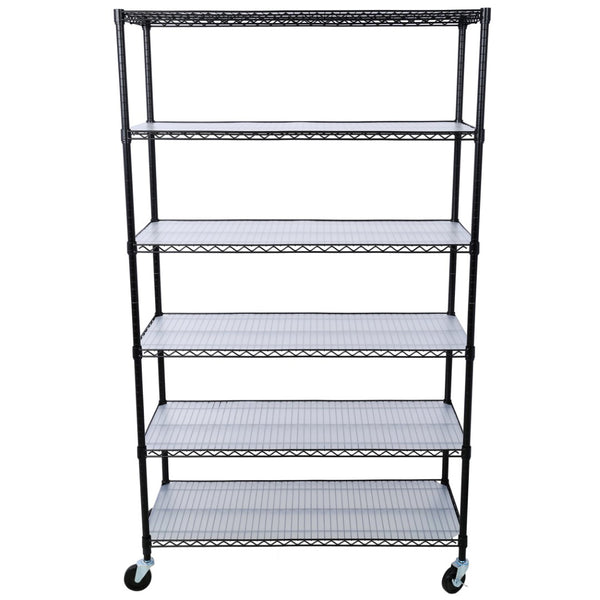 English Elm 6 Tier Nsf Certified Steel Wire Shelving Unit Heavy Duty Commercial Storage Rack with Casters W465142127