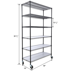 English Elm 6 Tier Nsf Certified Steel Wire Shelving Unit Heavy Duty Commercial Storage Rack with Casters W465142127