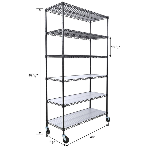 English Elm 6 Tier Nsf Certified Steel Wire Shelving Unit Heavy Duty Commercial Storage Rack with Casters W465142127