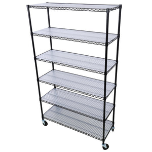 English Elm 6 Tier Nsf Certified Steel Wire Shelving Unit Heavy Duty Commercial Storage Rack with Casters W465142127