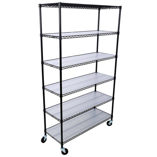 English Elm 6 Tier Nsf Certified Steel Wire Shelving Unit Heavy Duty Commercial Storage Rack with Casters W465142127