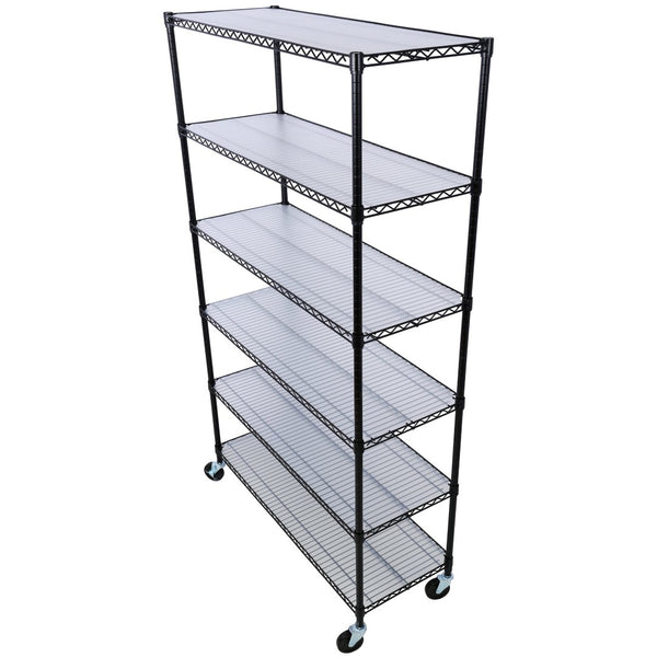 English Elm 6 Tier Nsf Certified Steel Wire Shelving Unit Heavy Duty Commercial Storage Rack with Casters W465142127
