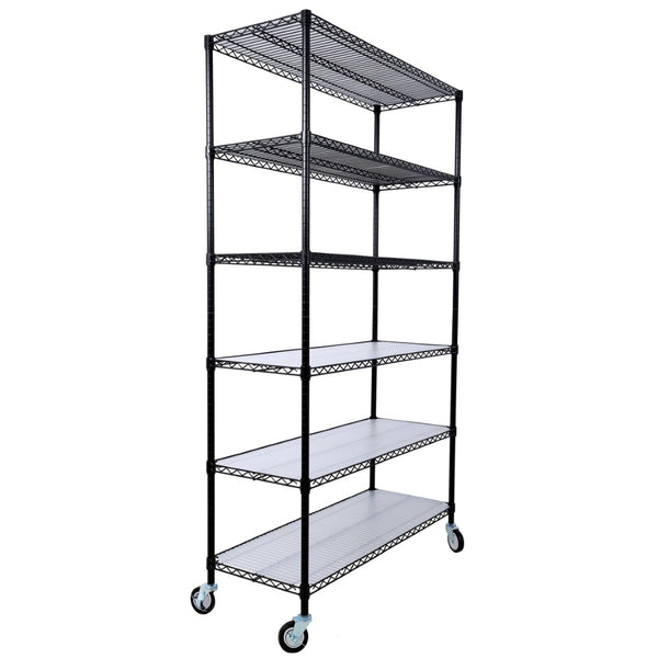 English Elm 6 Tier Nsf Certified Steel Wire Shelving Unit Heavy Duty Commercial Storage Rack with Casters W465142127