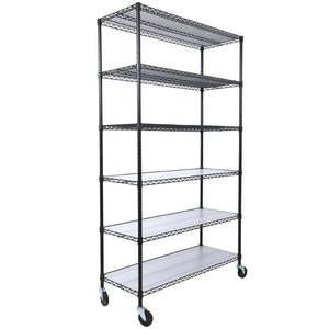 English Elm 6 Tier Nsf Certified Steel Wire Shelving Unit Heavy Duty Commercial Storage Rack with Casters W465142127