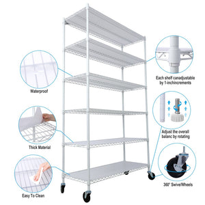 English Elm 6 Tier Nsf Certified Heavy Gauge Steel Wire Shelving Unit with Casters and Adjustable Feet W465142128