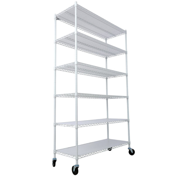 English Elm 6 Tier Nsf Certified Heavy Gauge Steel Wire Shelving Unit with Casters and Adjustable Feet W465142128