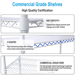 English Elm 6 Tier Nsf Certified Heavy Gauge Steel Wire Shelving Unit with Casters and Adjustable Feet W465142128