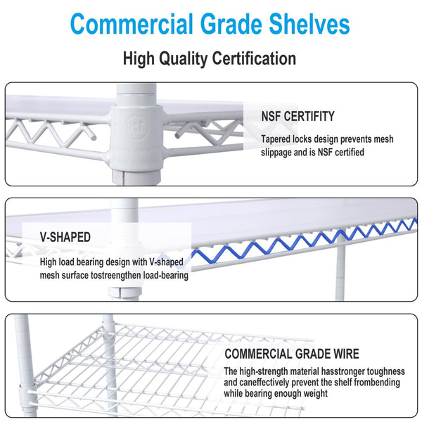 English Elm 6 Tier Nsf Certified Heavy Gauge Steel Wire Shelving Unit with Casters and Adjustable Feet W465142128