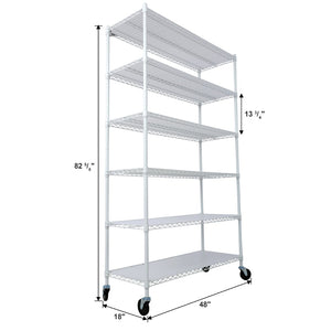 English Elm 6 Tier Nsf Certified Heavy Gauge Steel Wire Shelving Unit with Casters and Adjustable Feet W465142128
