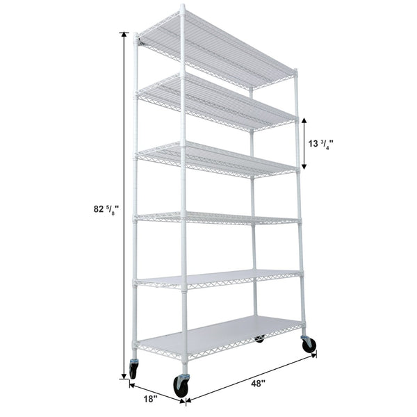 English Elm 6 Tier Nsf Certified Heavy Gauge Steel Wire Shelving Unit with Casters and Adjustable Feet W465142128