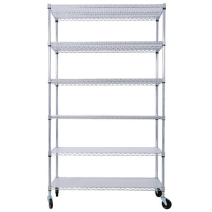 English Elm 6 Tier Nsf Chrome Wire Shelving Unit Heavy Duty Steel Storage Rack with Casters W465142130