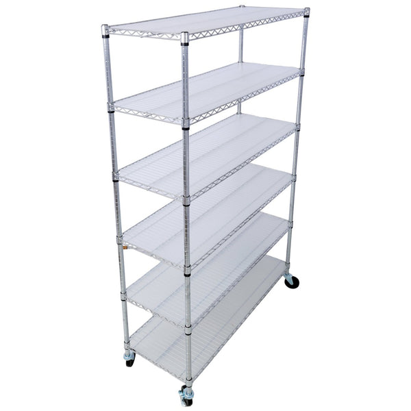English Elm 6 Tier Nsf Chrome Wire Shelving Unit Heavy Duty Steel Storage Rack with Casters W465142130