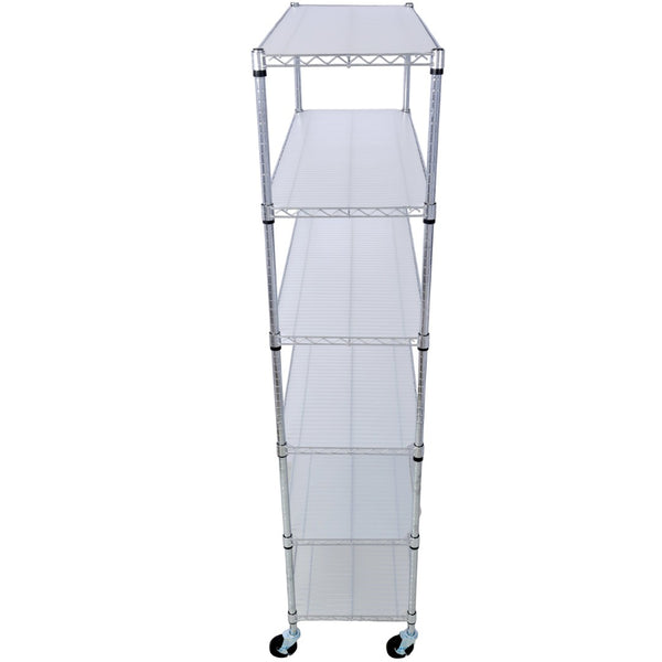 English Elm 6 Tier Nsf Chrome Wire Shelving Unit Heavy Duty Steel Storage Rack with Casters W465142130
