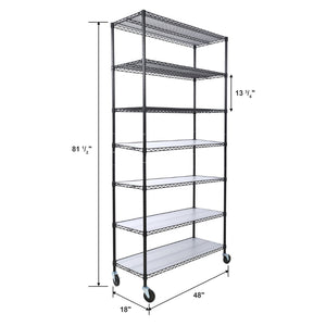 English Elm 7 Tier Heavy Duty Wire Shelving Unit with Locking Wheels Adjustable Steel Rack W465142132