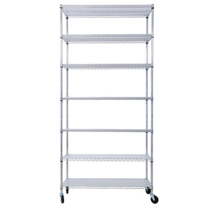 English Elm 7 Tier Chrome Wire Shelving Rack Heavy Duty Adjustable Storage with Wheels and Liners W465142135