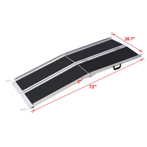 English Elm Wheel Chair Ramp Foldable Aluminum 6 Foot Portable Non-slip 600 Lb Capacity W46527143