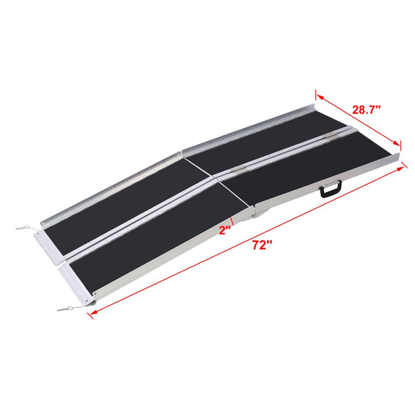 English Elm Wheel Chair Ramp Foldable Aluminum 6 Foot Portable Non-slip 600 Lb Capacity W46527143