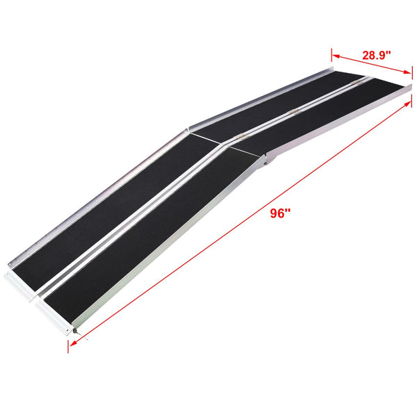 English Elm Wheel Chair Ramp Foldable Aluminum Alloy 8ft Portable Non-slip 600 Lb Capacity W46527263