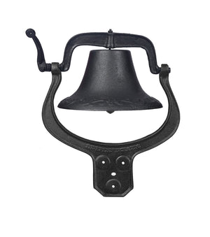 English Elm Dinner Bell Solid Cast Iron Farmhouse Porch Mounted Loud Clear Tone Matte Black W46532840