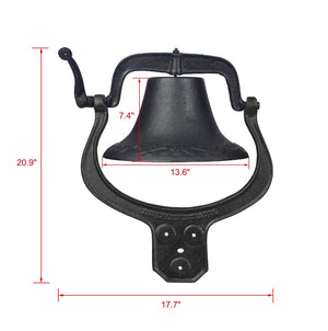 English Elm Dinner Bell Solid Cast Iron Farmhouse Porch Mounted Loud Clear Tone Matte Black W46532840