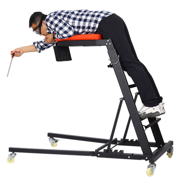 English Elm Engine Bay Creeper Foldable Steel Rolling Shop Stand with Padded Deck 400 Lb Rated W46536699