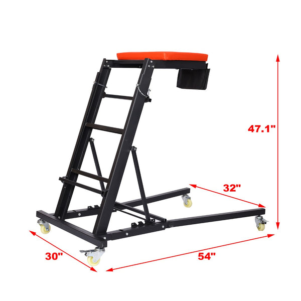 English Elm Engine Bay Creeper Foldable Steel Rolling Shop Stand with Padded Deck 400 Lb Rated W46536699