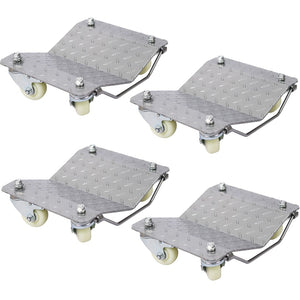 English Elm Car Wheel Dolly Set of 4 Heavy Duty Steel 6000 Lb Garage Vehicle Positioning W46536700