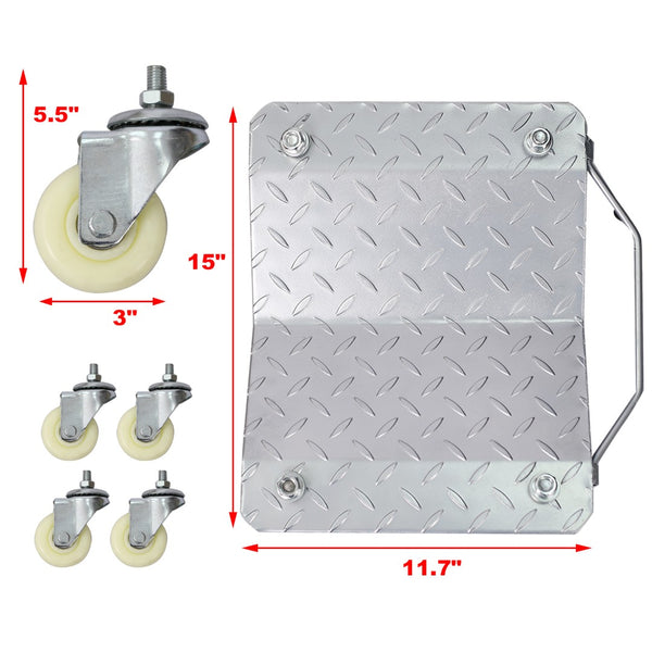 English Elm Car Wheel Dolly Set of 4 Heavy Duty Steel 6000 Lb Garage Vehicle Positioning W46536700