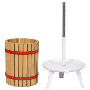 English Elm Fruit Wine Press Natural Oak 12 Liter Spiral Crank Cider Juice Extractor for Home Use W46536789