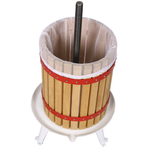 English Elm Fruit Wine Press Natural Oak 12 Liter Spiral Crank Cider Juice Extractor for Home Use W46536789