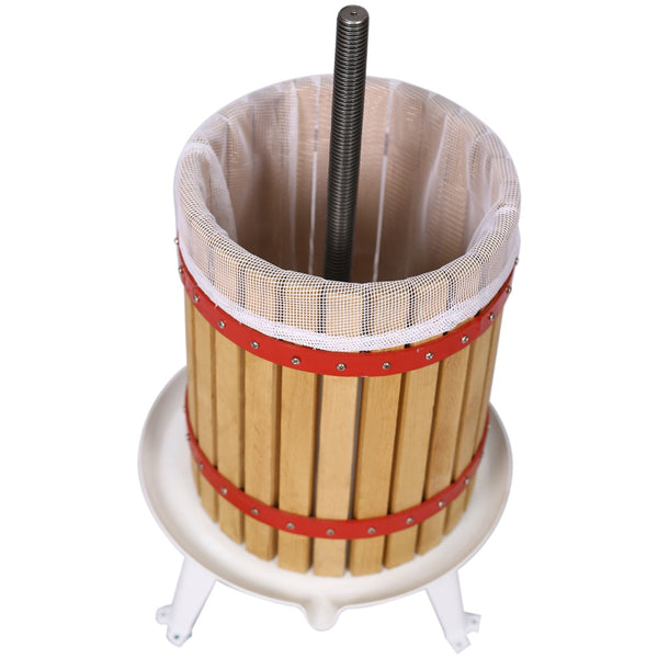 English Elm Fruit Wine Press Natural Oak 12 Liter Spiral Crank Cider Juice Extractor for Home Use W46536789