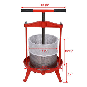 English Elm Stainless Steel Fruit Wine Press 14l Spiral Crank Home Cider Juice Extraction W46536791