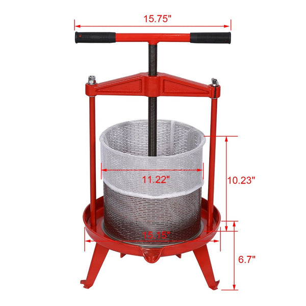 English Elm Stainless Steel Fruit Wine Press 14l Spiral Crank Home Cider Juice Extraction W46536791