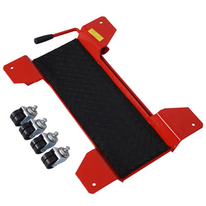 English Elm Motorcycle Center Stand Dolly with 360 Rotating Casters and Steel Build Holds 500 Lbs W46537069
