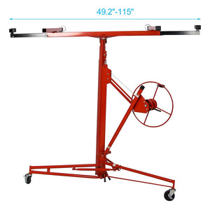English Elm Drywall Lift Hoist 11 Foot Welded Steel Solo Panel Installation Jack with Winch W46537282