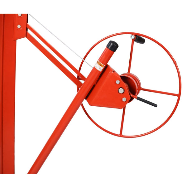 English Elm Drywall Lift Hoist 11 Foot Welded Steel Solo Panel Installation Jack with Winch W46537282