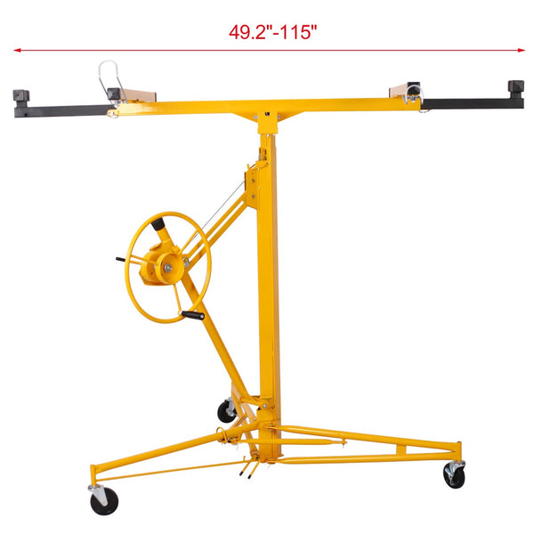 English Elm Drywall Panel Hoist Lift 11 Ft Welded Steel One Person Ceiling Wall Installer Yellow W46537283