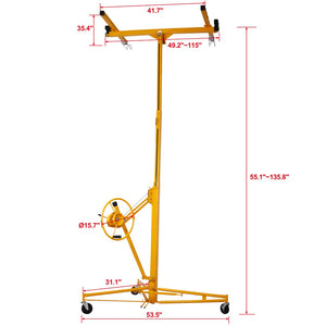 English Elm Drywall Panel Hoist Lift 11 Ft Welded Steel One Person Ceiling Wall Installer Yellow W46537283