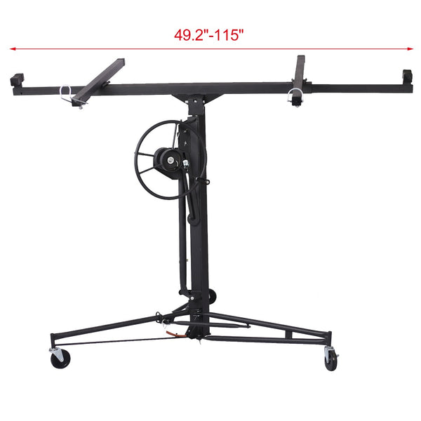 English Elm Drywall Panel Hoist Lift 11 Ft Welded Steel One Person Ceiling Wall Installer Black W46537284