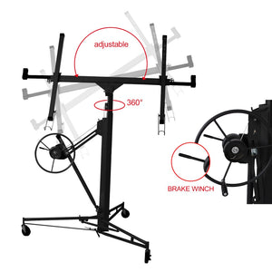 English Elm Drywall Panel Hoist Lift 11 Ft Welded Steel One Person Ceiling Wall Installer Black W46537284