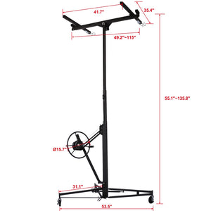 English Elm Drywall Panel Hoist Lift 11 Ft Welded Steel One Person Ceiling Wall Installer Black W46537284