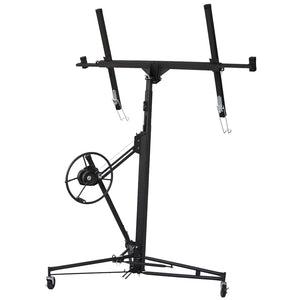 English Elm Drywall Panel Hoist Lift 11 Ft Welded Steel One Person Ceiling Wall Installer Black W46537284