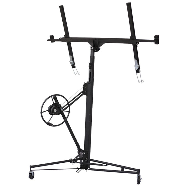 English Elm Drywall Panel Hoist Lift 11 Ft Welded Steel One Person Ceiling Wall Installer Black W46537284