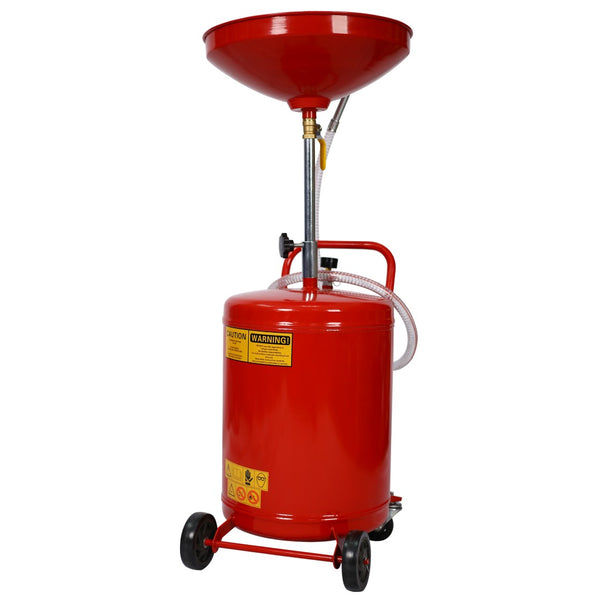 English Elm 18 Gallon Steel Waste Oil Drain Tank with Telescoping Column and Four Wheel Mobility W46537372