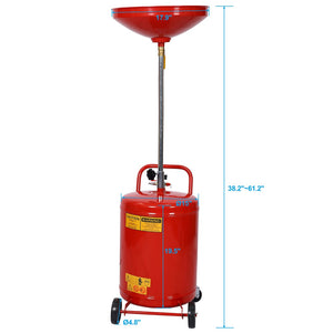 English Elm 18 Gallon Steel Waste Oil Drain Tank with Telescoping Column and Four Wheel Mobility W46537372